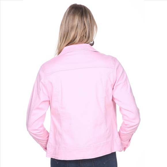 Rhinestone Button Jean Jacket - Pink - Picture 2 of 3